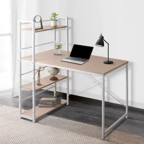 4 Shelves Computer Desk 120CM Oak with Stable Frame Artiss