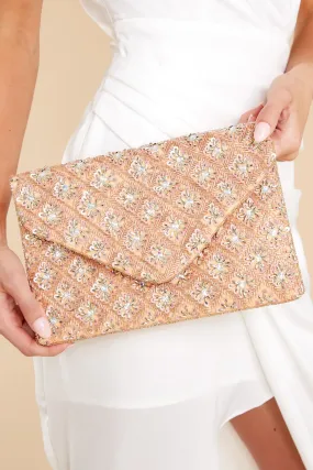 All That Sass Peach Beaded Clutch