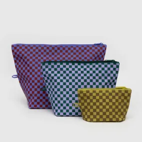 Baggu Go Pouch Set in Jewel Checks