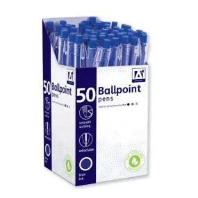 Blue Ballpoint Pens - 50 Pack Bulk Writing Essentials Offices Schools