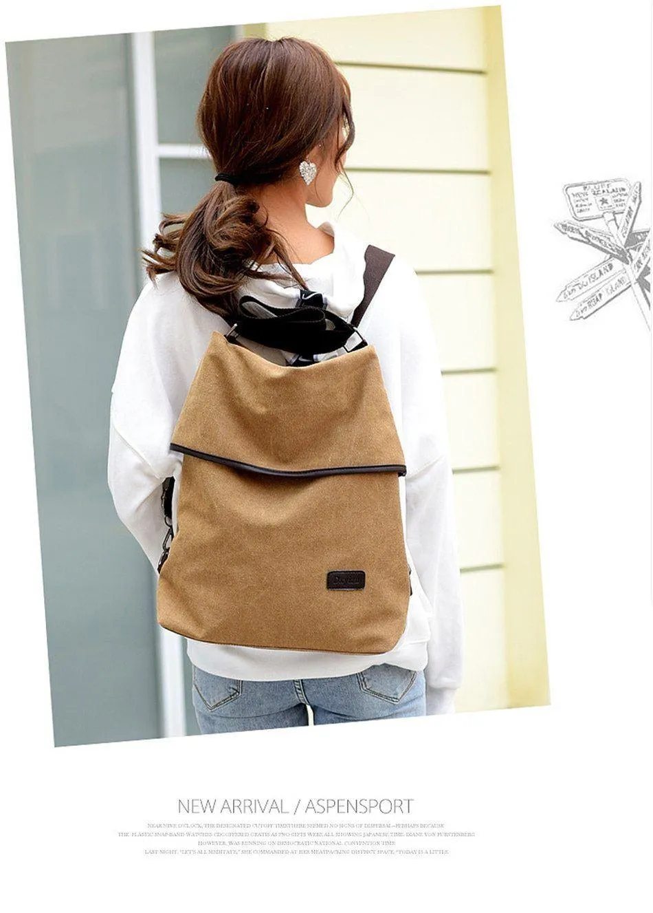 Canvas Convertible Shoulder Bag/Backpack