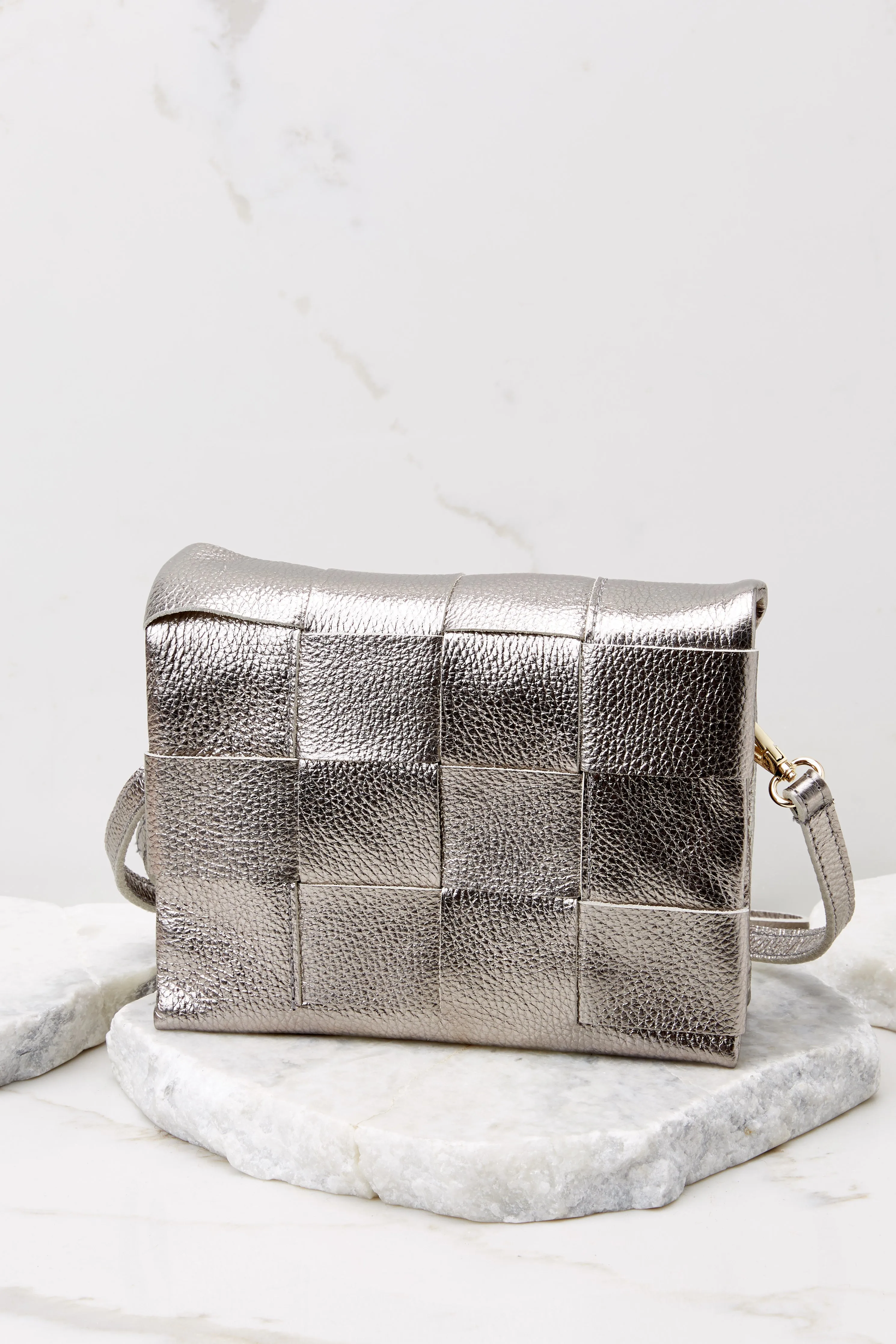 Caught In A Moment Silver Leather Bag