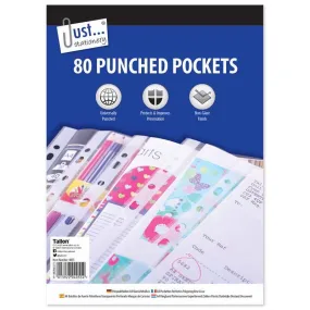 Clear Punched Pockets - 80 Pack Non Glare Document Protectors Office Supplies