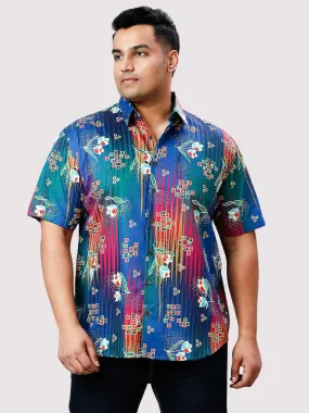 Cloud Burst Digital Printed Half Sleeve Shirt Men's Plus Size