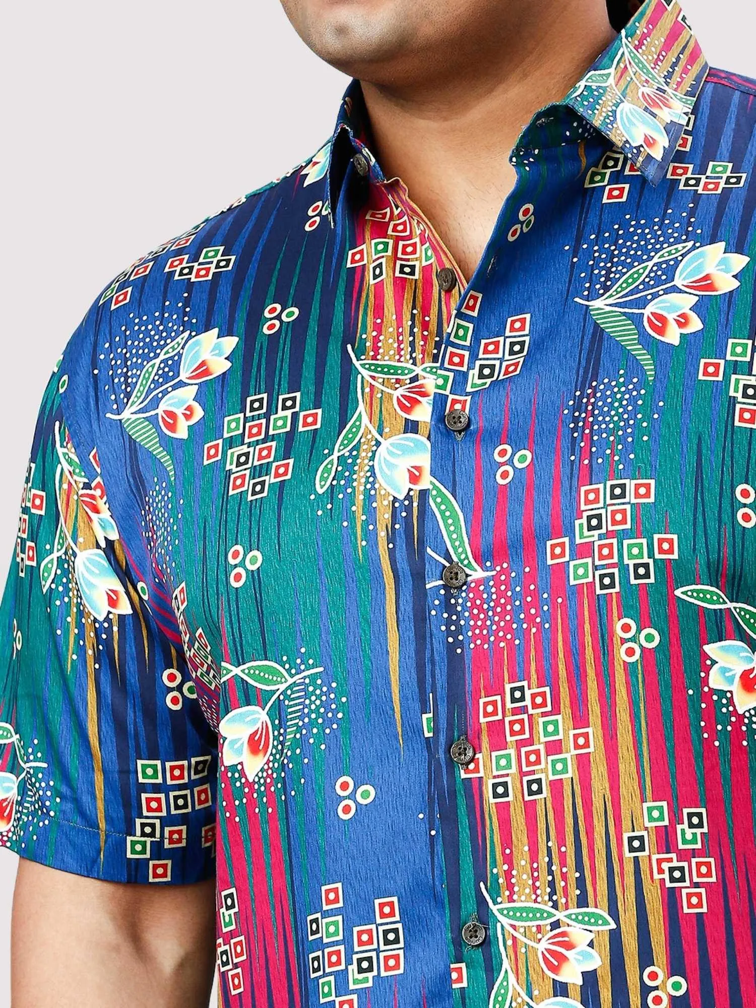 Cloud Burst Digital Printed Half Sleeve Shirt Men's Plus Size