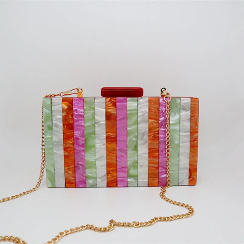 Colorful Striped Acrylic Clutch Bag