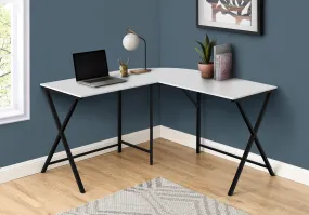 Computer Desk - 55"L / White Top / Black Metal Corner