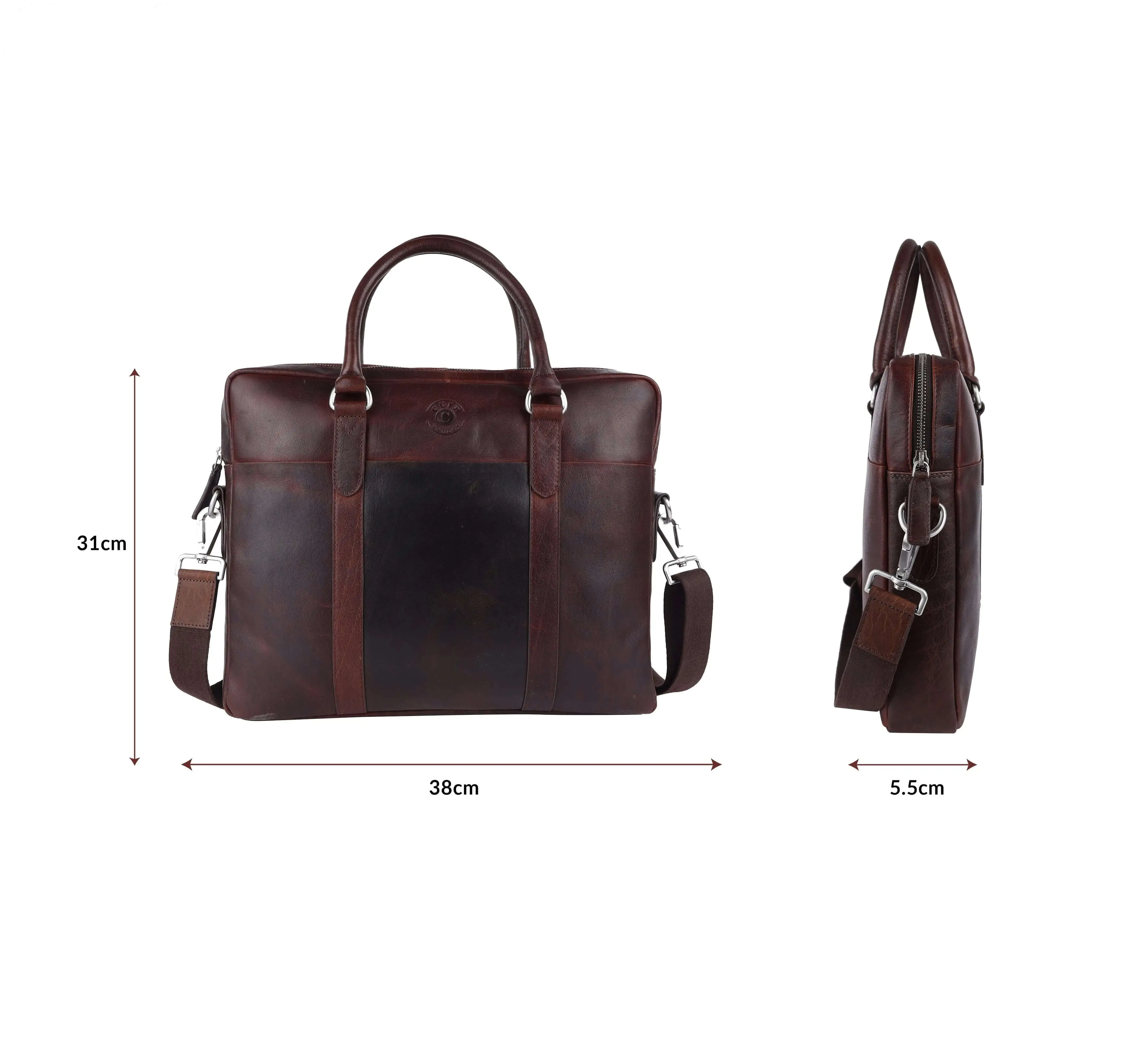 Deep Brown Portfolio Bag: 31 x 38 x 5.5 cm Dimensions