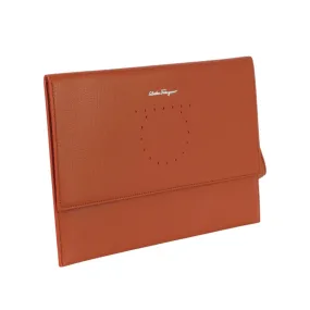 Ferragamo Leather Clutch with Strap Rust