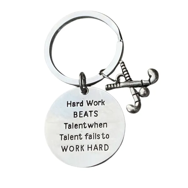 Field Hockey Keychain - Work Hard Beats Talent