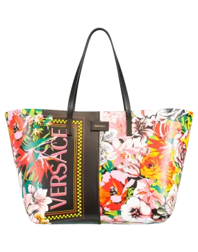 Floral Versace Logo Tote