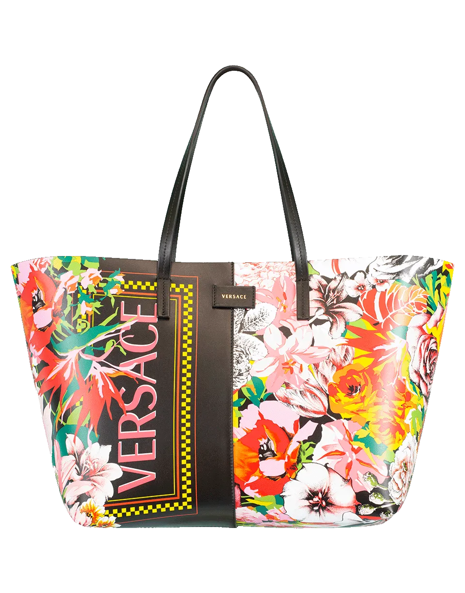 Floral Versace Logo Tote