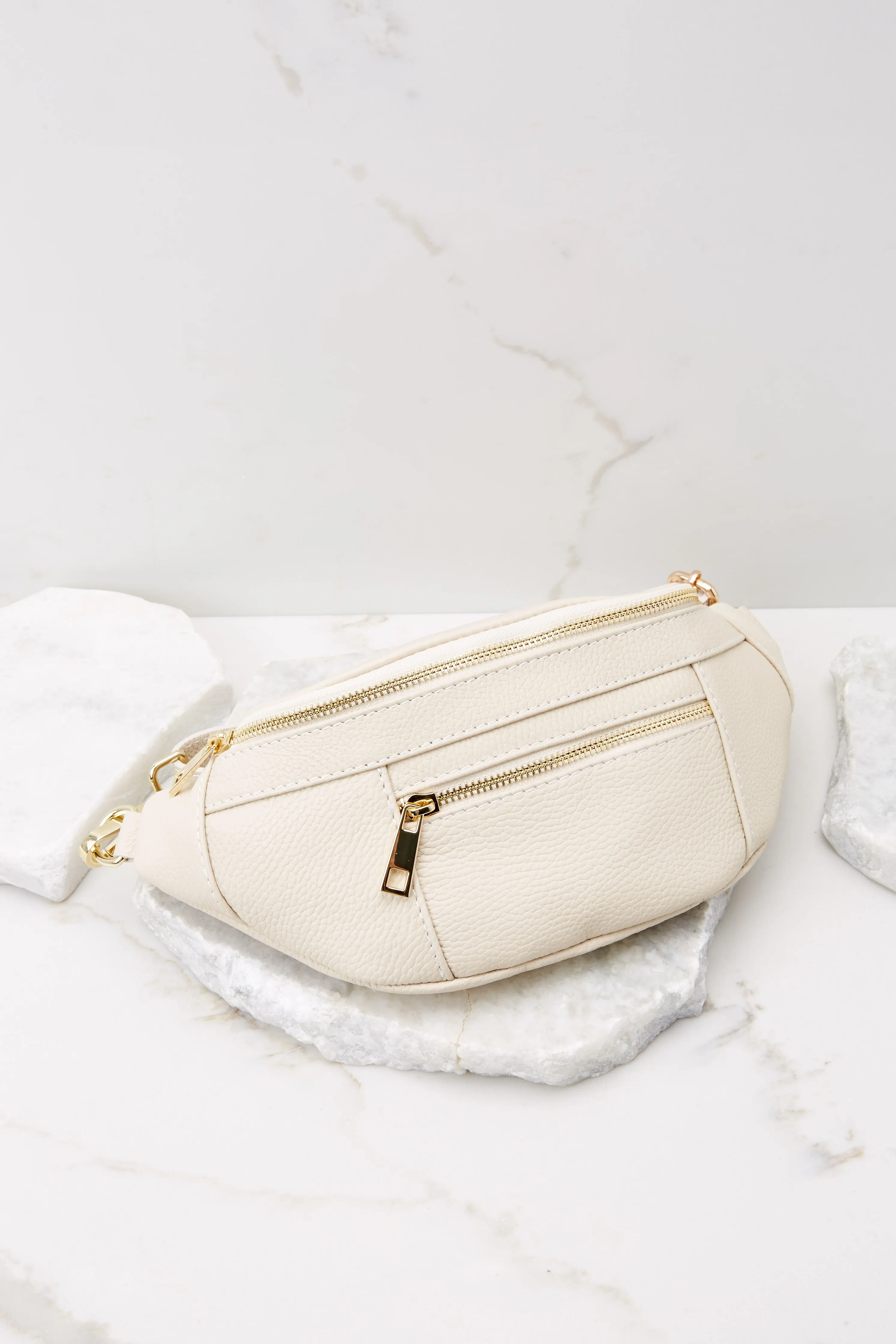 For Travel's Sake Beige Leather Fanny Pack