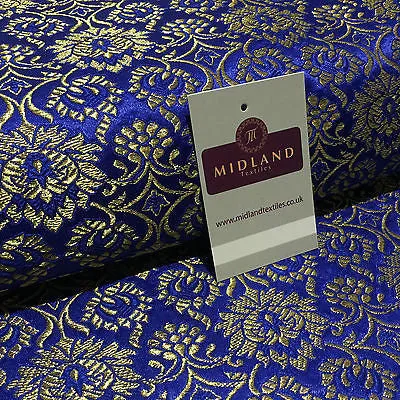 Indian Banarsi Gold Floral Faux Silk Brocade Fabric 44 " M711 Mtex