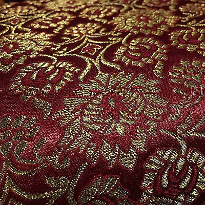 Indian Banarsi Gold Floral Faux Silk Brocade Fabric 44 " M711 Mtex