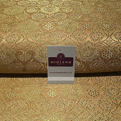 Indian Banarsi Gold Floral Faux Silk Brocade Fabric 44 " M711 Mtex