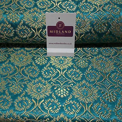 Indian Banarsi Gold Floral Faux Silk Brocade Fabric 44 " M711 Mtex