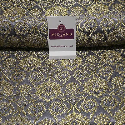 Indian Banarsi Gold Floral Faux Silk Brocade Fabric 44 " M711 Mtex