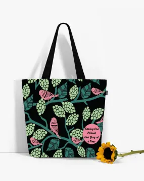 Large Zipper Tote Bag - Sparrow Love