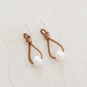 Leather and Pearl Earrings | Knotted Leather & Timeless Pearls | By Pearly Girls