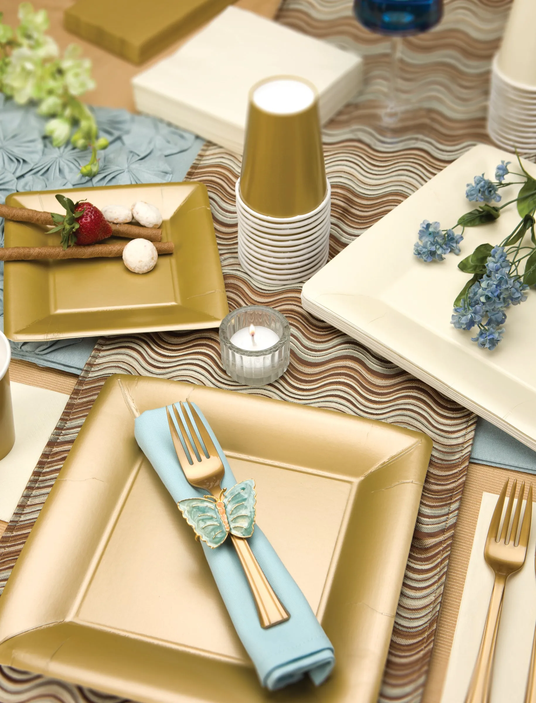 Metallic Premium Paper Square Dinnerware