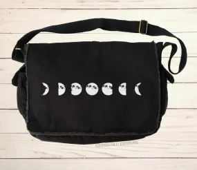 Moon Phases Canvas Messenger Bag - Boho, Festival, Celestial