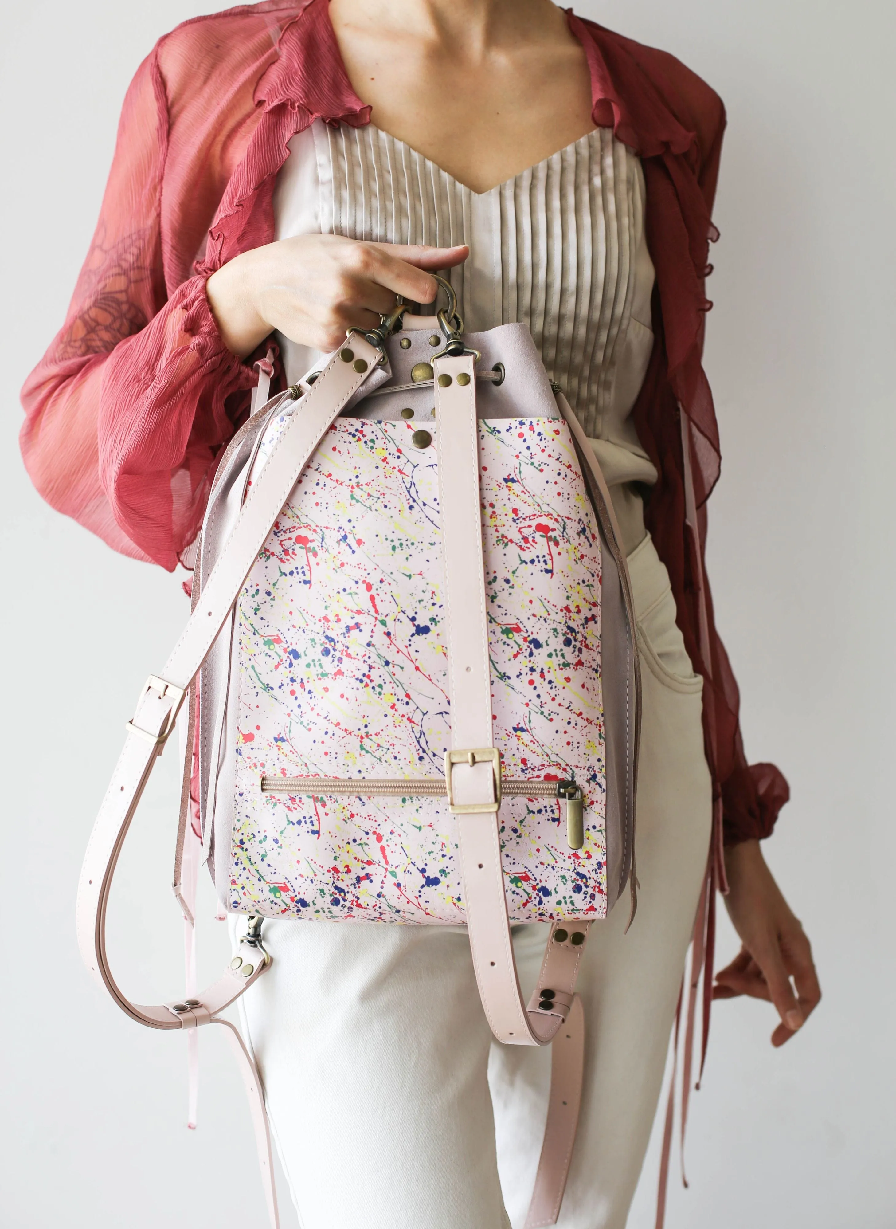 Pastel Pink Designer Backpack Purse