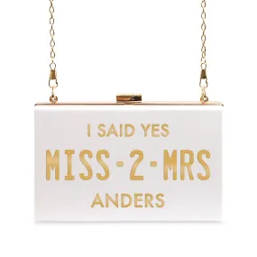 PERSONALIZED ACRYLIC BOX CLUTCH - GOLD MISS 2 MRS