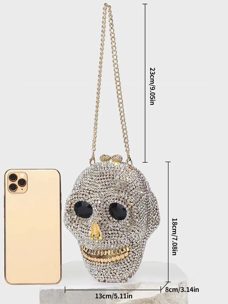 Pre Order:  Rhinestones Encrusted Skull Head Clutch