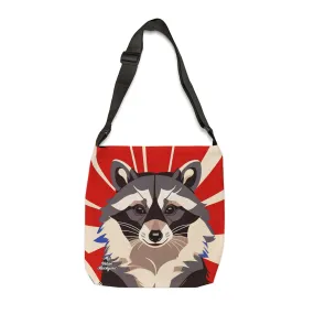 Raccoon on Art Deco Rays, Tote Bag with Adjustable Strap - Trendy and Versatile