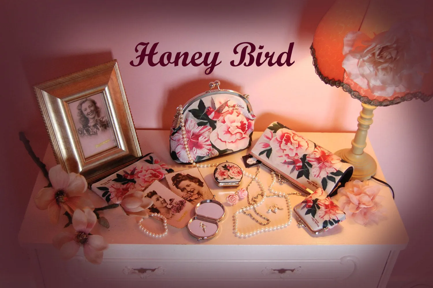 Retro clutch, clutch bag, Honeybird