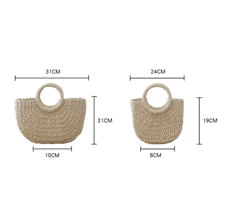 Straw Beach Bag Pearl Initial