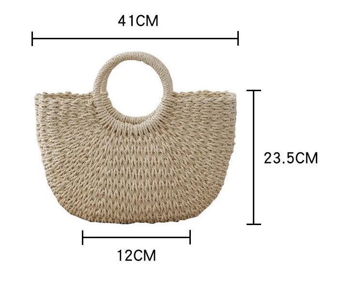 Straw Beach Bag Pearl Initial