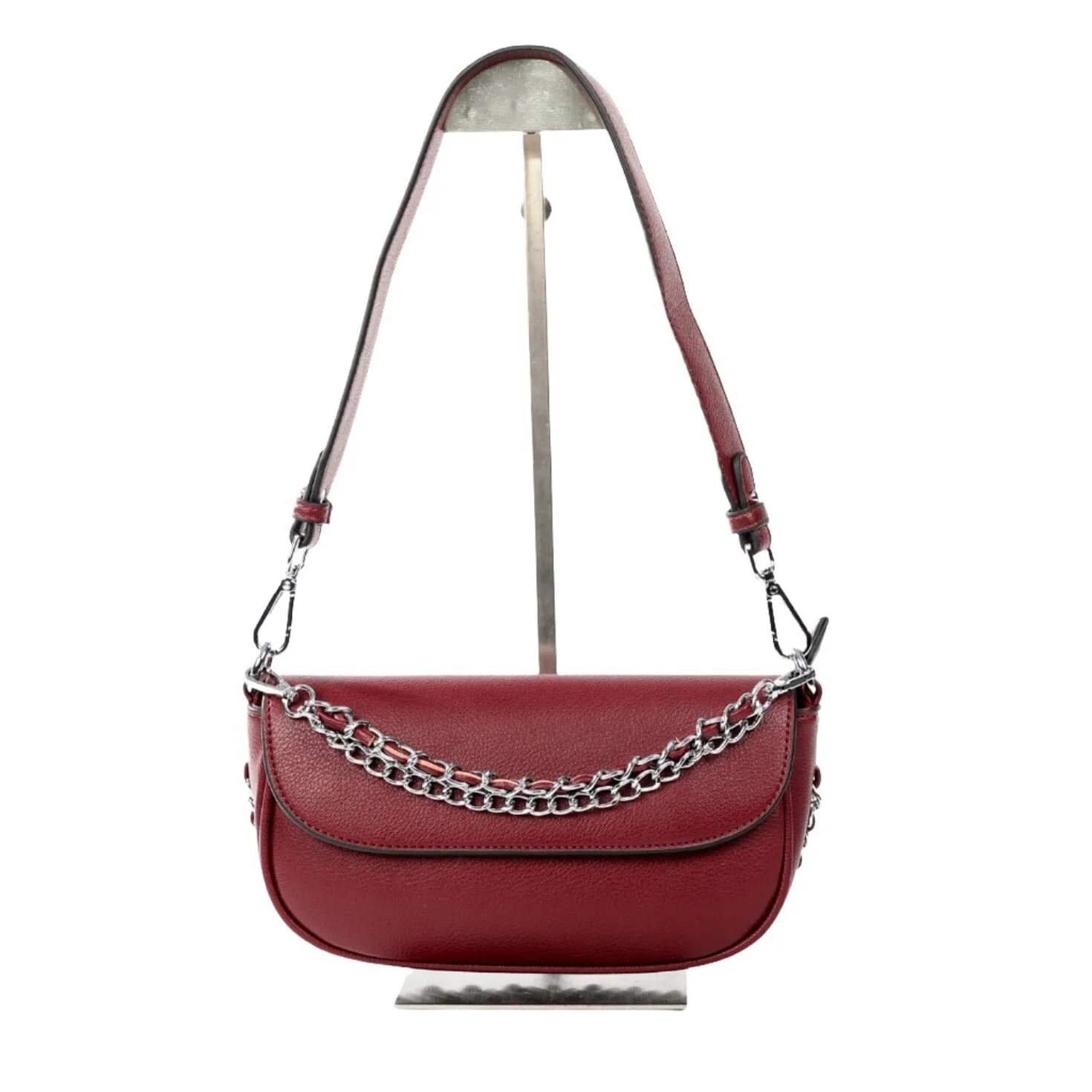 TAUPE FRONT FLAP ADJUSTABLE CHAIN STRAP HANDBAG