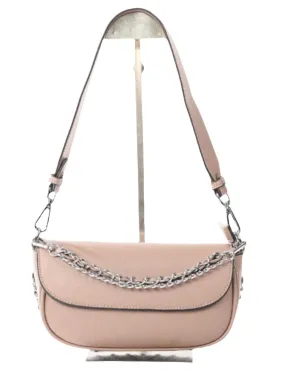 TAUPE FRONT FLAP ADJUSTABLE CHAIN STRAP HANDBAG