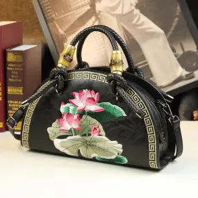 Vintage Flower Embroidery Shoulder Handbag