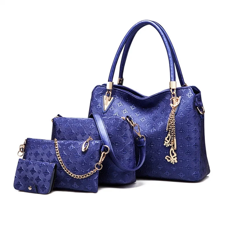 Women's Leather Handbags Handle Shoulder 4 pcs