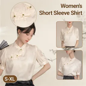 Women's Short Sleeve Silk Cheongsam Blouse